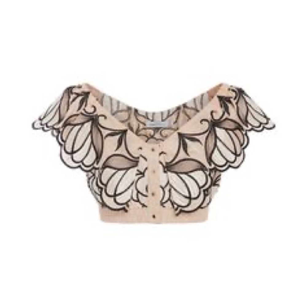 Alice McCall Beige Black Petal Crop Top